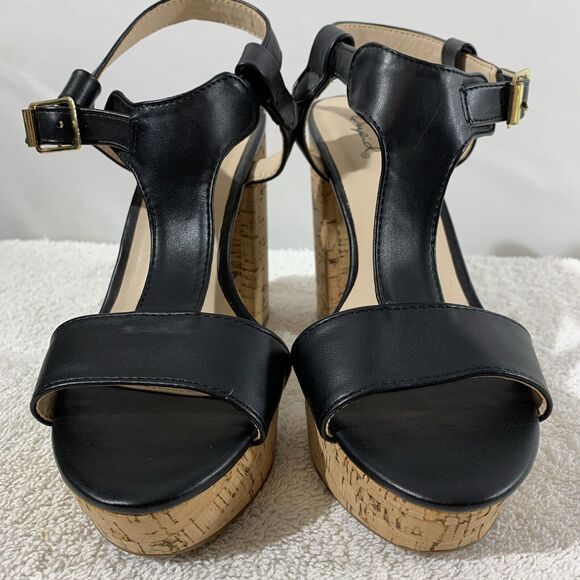 Quipd Open Toe Platform Womens Black Heels Size 7 Strappy Sandals - Picture 3 of 6